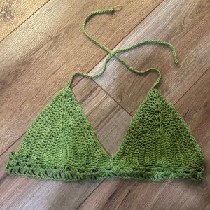 Green Crochet Halter Top